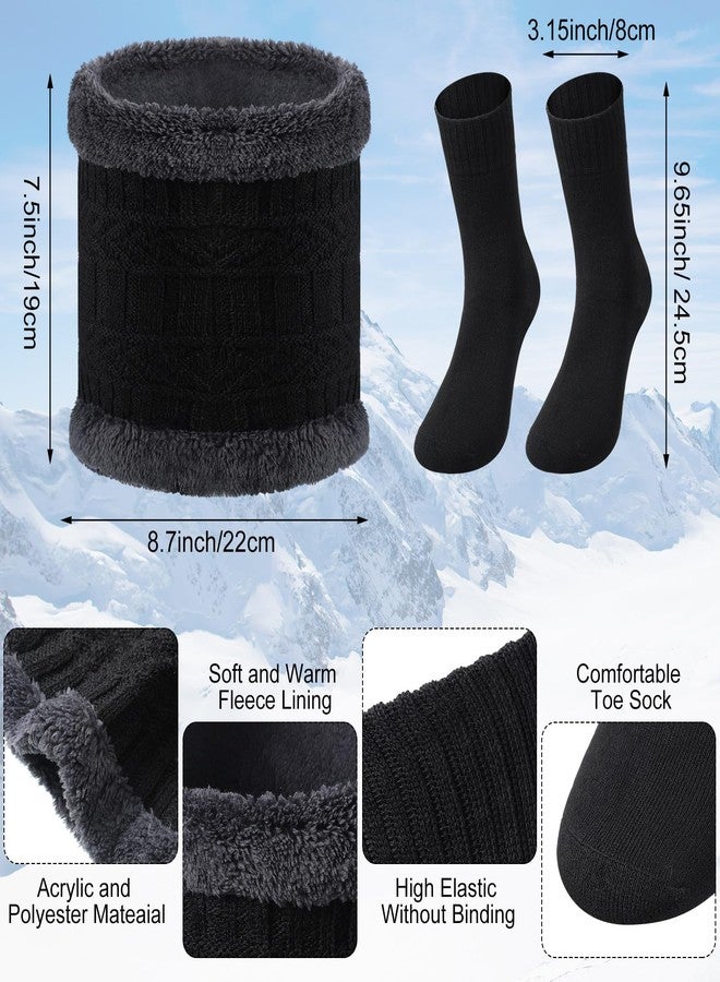Cuffbow 6 Pieces Winter Hat Scarf Gloves Knit Women Warm Sets Beanie Hat Touchscreen Gloves Ear Muffs Warmer Neck Scarves Socks Sets Gifts for Women Men - Image 4